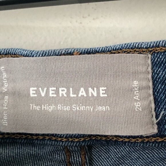 Everlane High Rise Skinny Jeans Blue Women’s Size 26 Distressed Stretch Denim - Picture 16 of 16